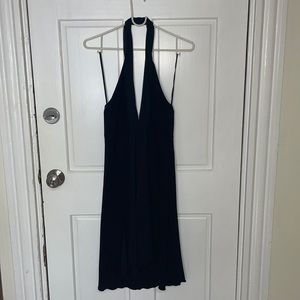 Black halter cocktail dress